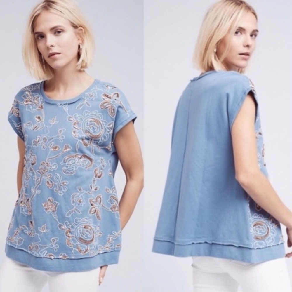 Anthropologie Akemi Kin Blue sequin top